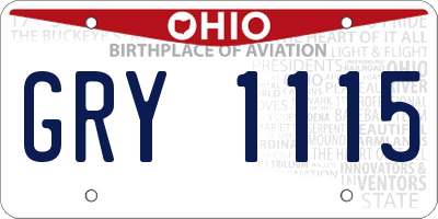 OH license plate GRY1115