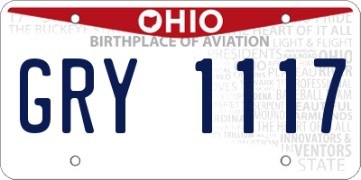 OH license plate GRY1117