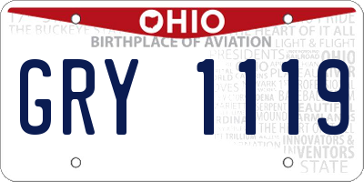 OH license plate GRY1119