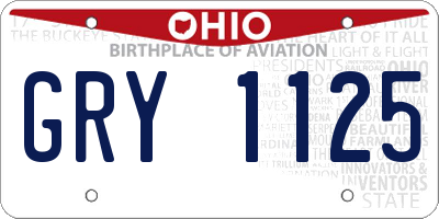 OH license plate GRY1125