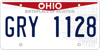 OH license plate GRY1128