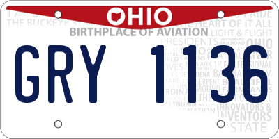 OH license plate GRY1136