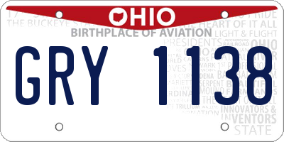 OH license plate GRY1138