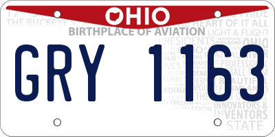 OH license plate GRY1163
