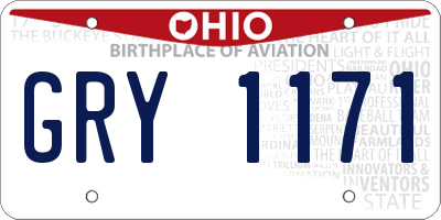 OH license plate GRY1171