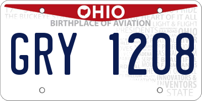 OH license plate GRY1208
