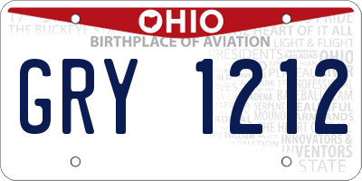 OH license plate GRY1212
