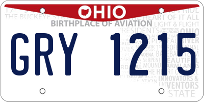 OH license plate GRY1215