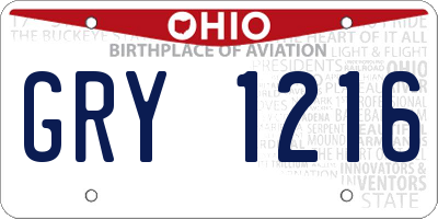 OH license plate GRY1216