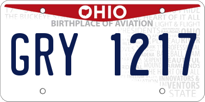 OH license plate GRY1217