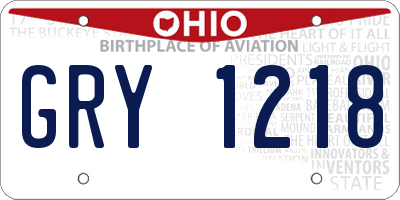 OH license plate GRY1218