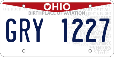 OH license plate GRY1227
