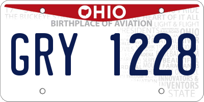 OH license plate GRY1228