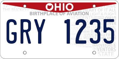 OH license plate GRY1235
