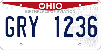 OH license plate GRY1236