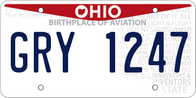OH license plate GRY1247