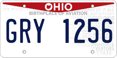 OH license plate GRY1256