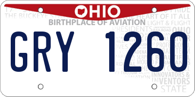 OH license plate GRY1260