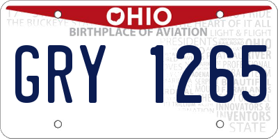 OH license plate GRY1265