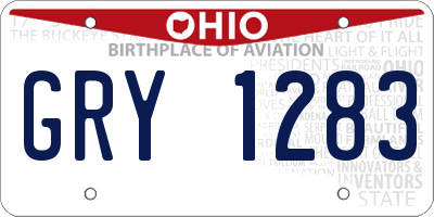 OH license plate GRY1283