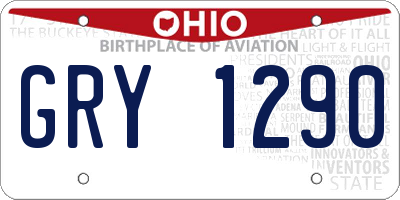 OH license plate GRY1290