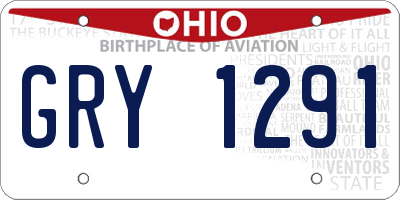 OH license plate GRY1291