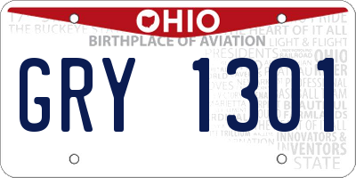 OH license plate GRY1301