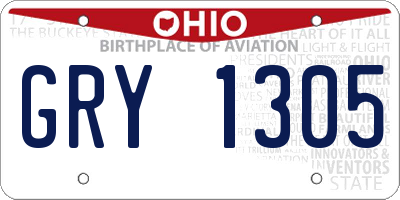 OH license plate GRY1305