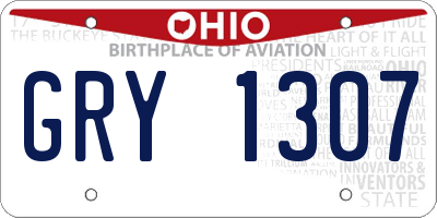 OH license plate GRY1307