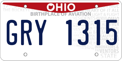 OH license plate GRY1315