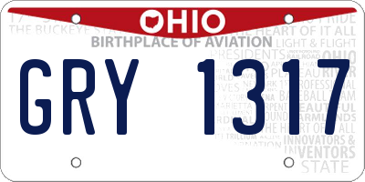 OH license plate GRY1317