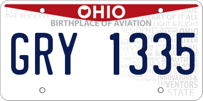 OH license plate GRY1335