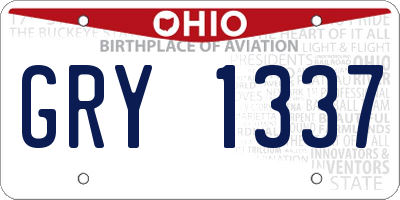 OH license plate GRY1337