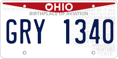 OH license plate GRY1340