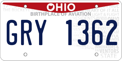 OH license plate GRY1362