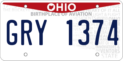 OH license plate GRY1374