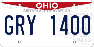 OH license plate GRY1400