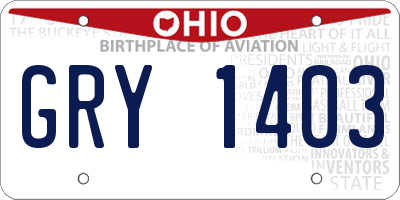 OH license plate GRY1403