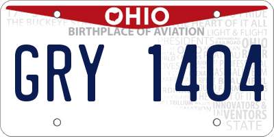 OH license plate GRY1404