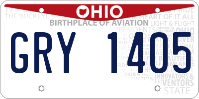 OH license plate GRY1405