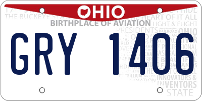 OH license plate GRY1406