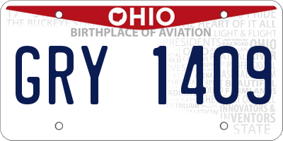 OH license plate GRY1409