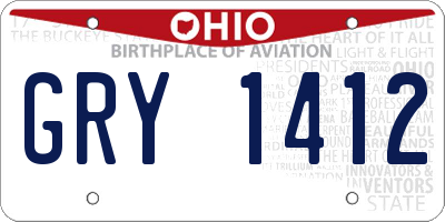 OH license plate GRY1412