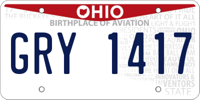 OH license plate GRY1417