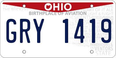 OH license plate GRY1419