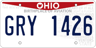 OH license plate GRY1426