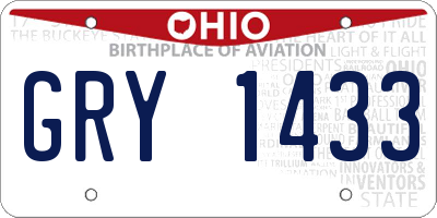 OH license plate GRY1433