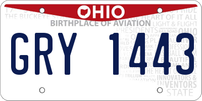 OH license plate GRY1443