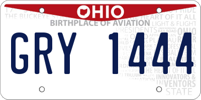 OH license plate GRY1444
