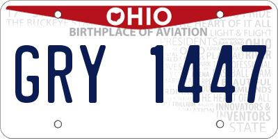 OH license plate GRY1447
